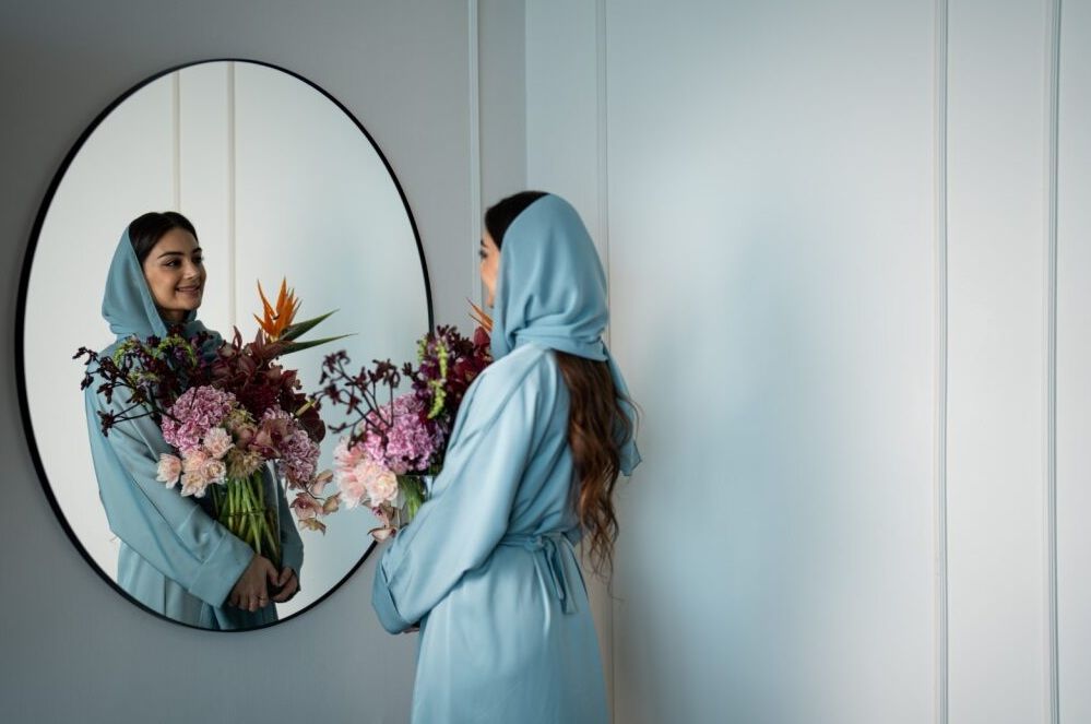 Floral arrangement held by Floward model.jpg
