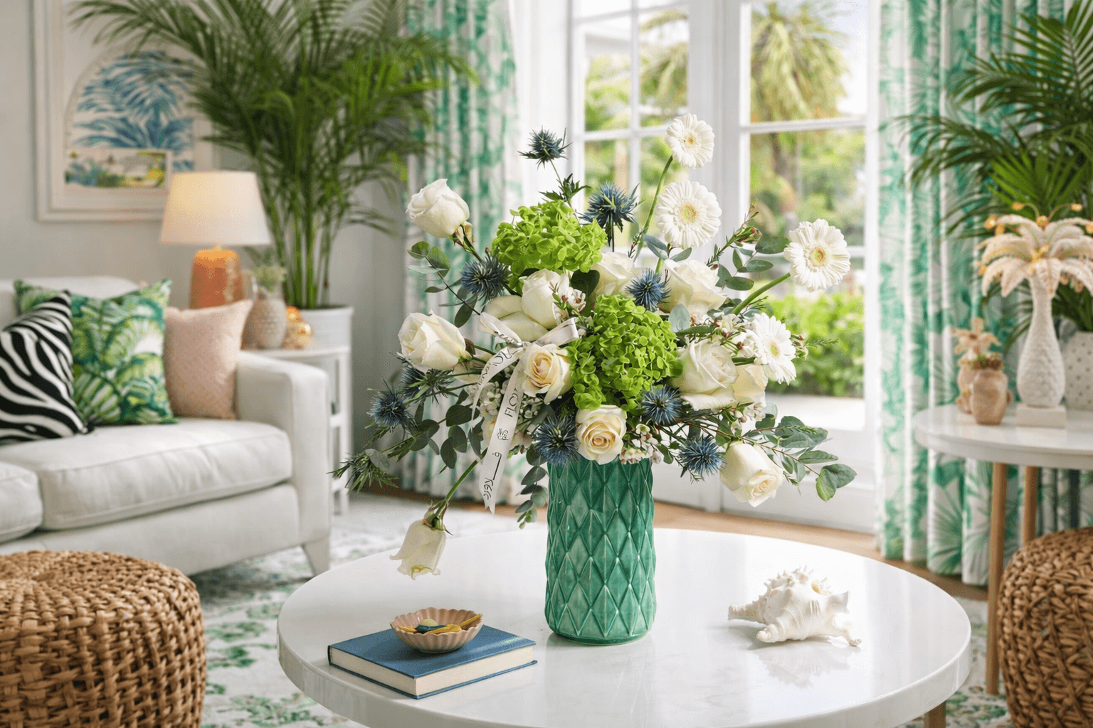 Green ceramic vase for home decor gifts - Floward.png