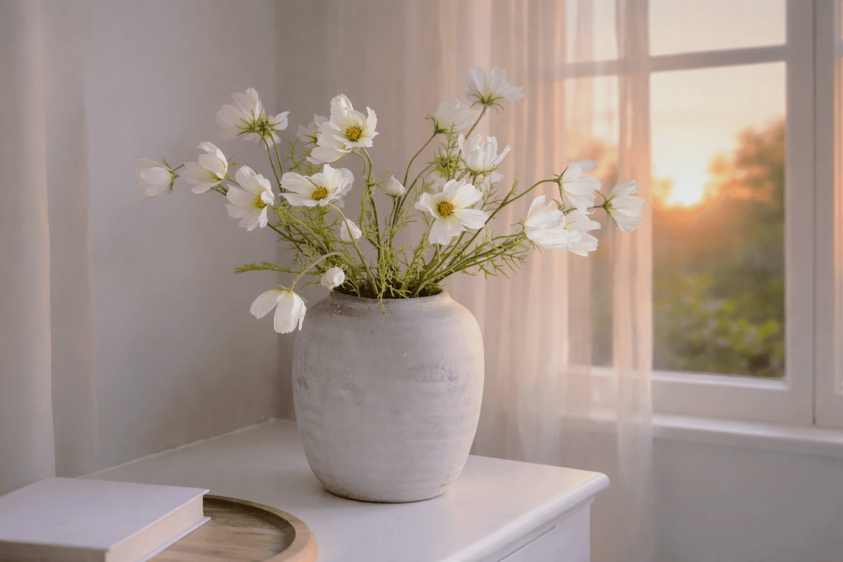 October birth flower Cosmos flower vase.png