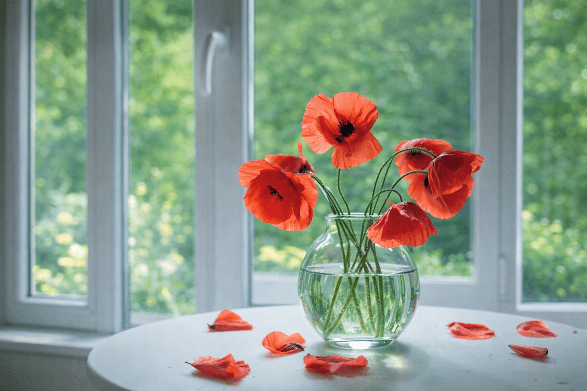 Poppy Flower in a vase August Birth flower.png