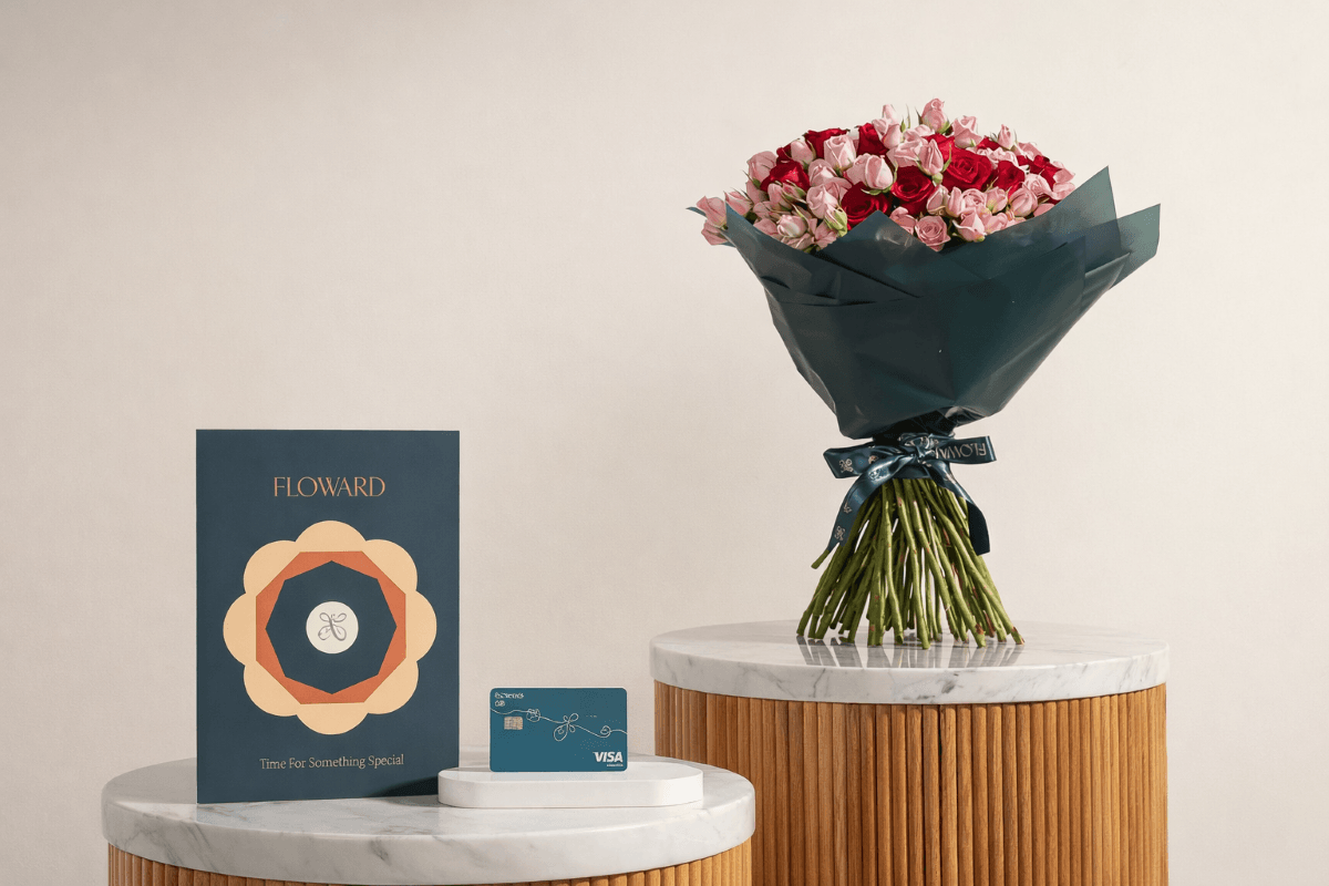 big flower arrangement and gift card for new mom on mother's day.png