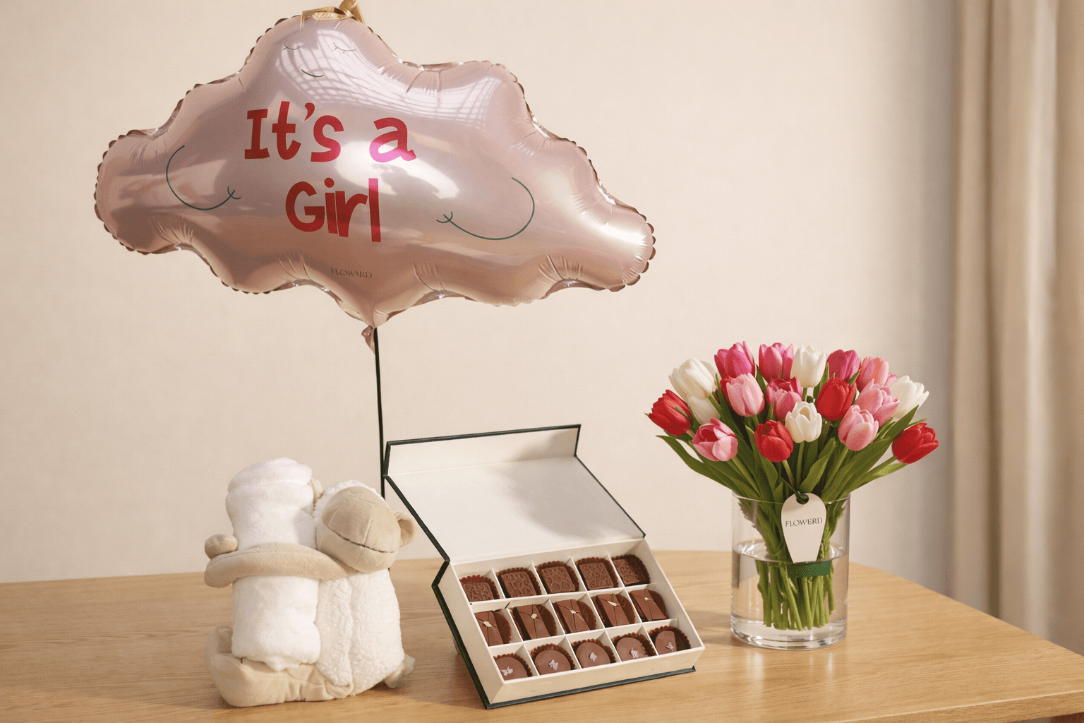 new baby girl topy with tulips and chocolate gift set.png