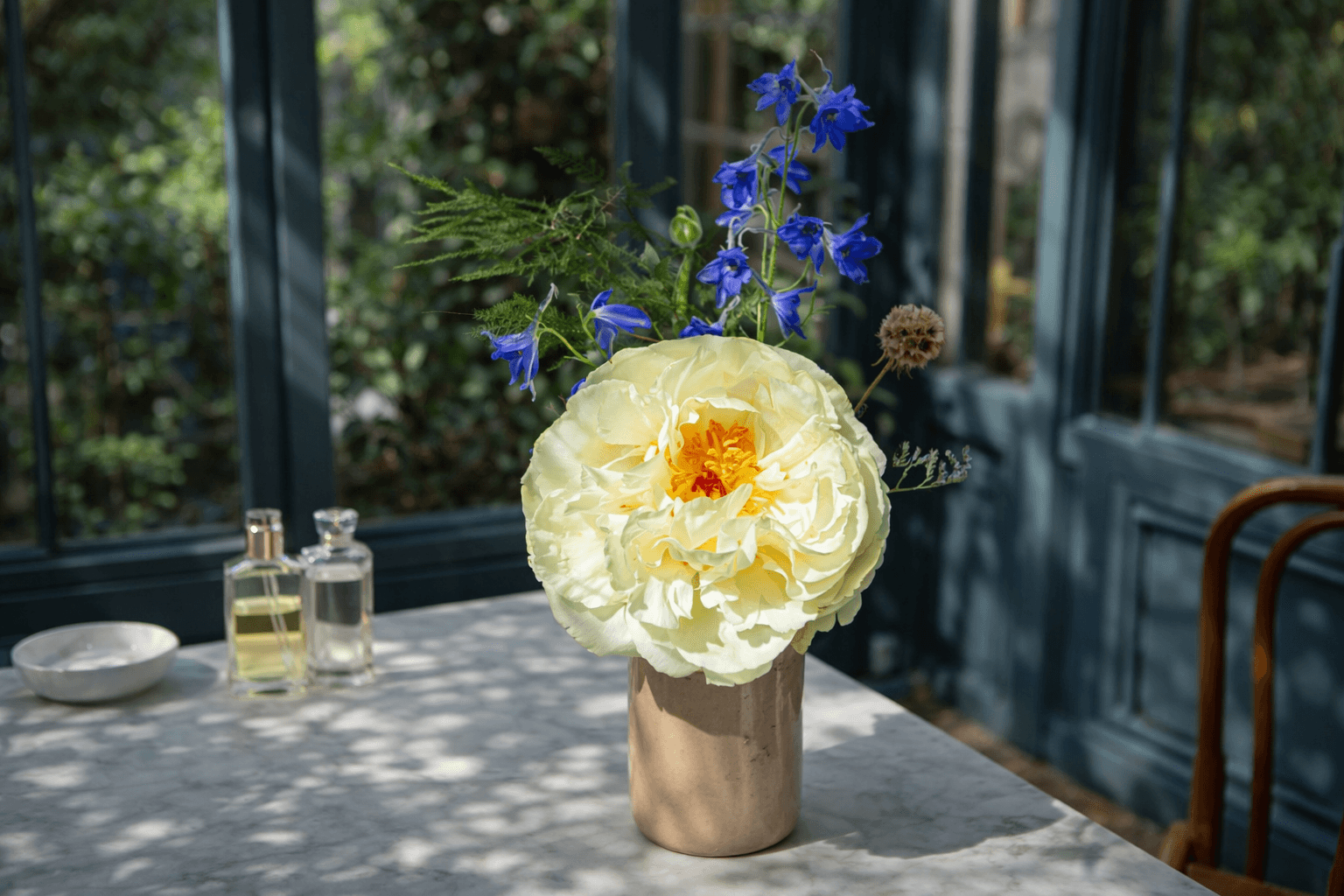 yellow peony floral arrangement in vase - Floward.png